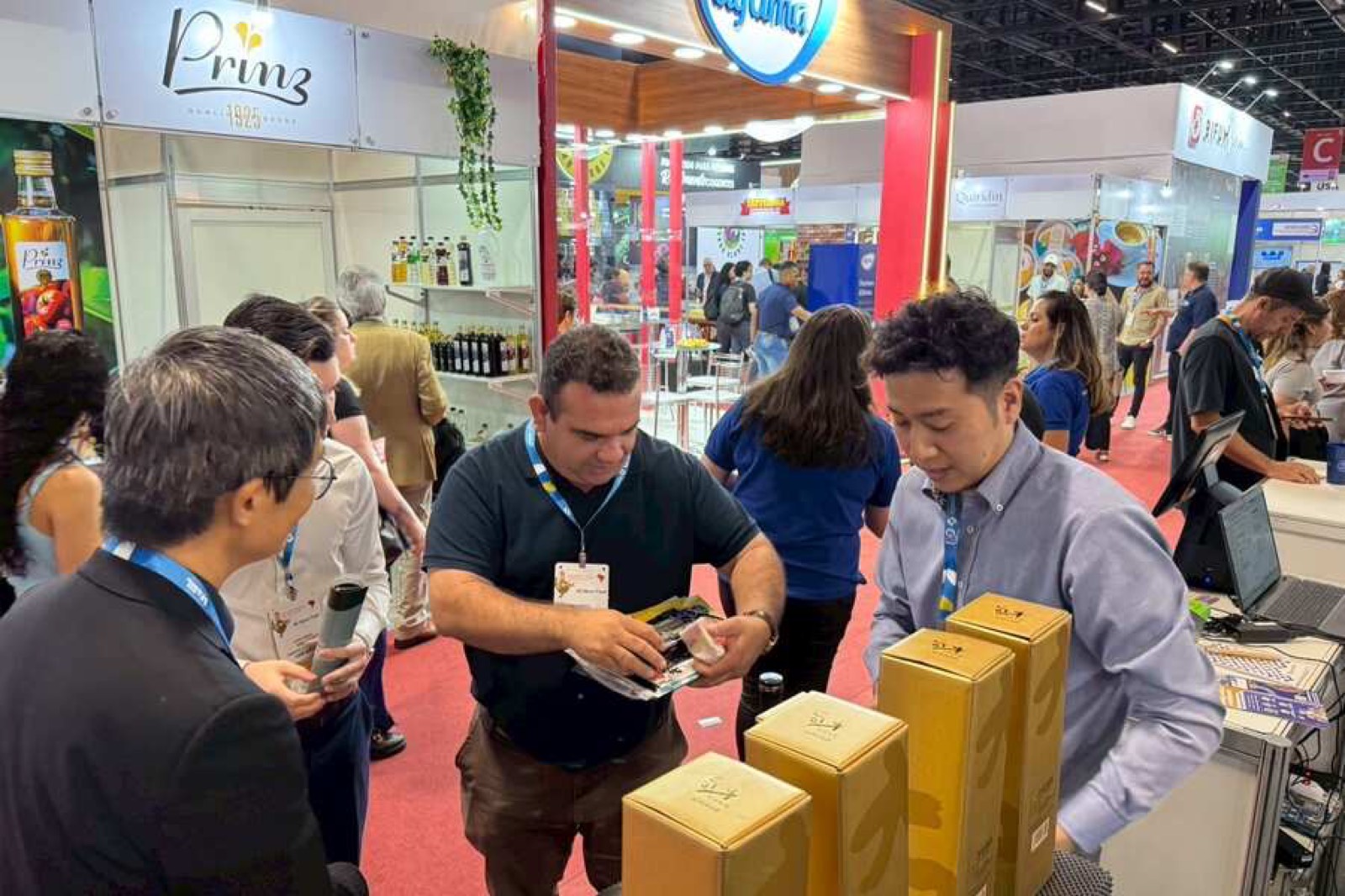 Children Japan members presenting products at a trade show in Brazil